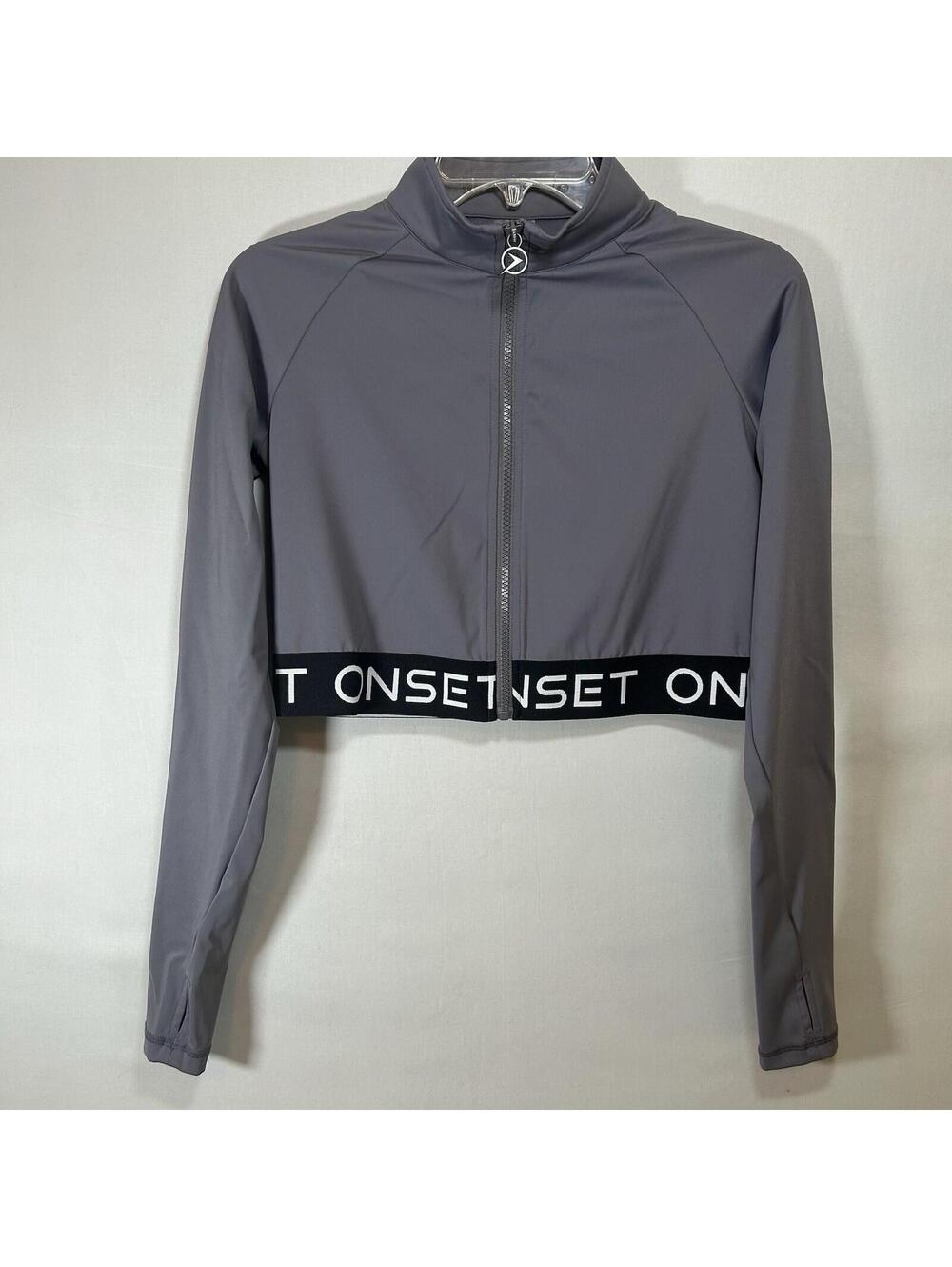 Onset Crop Track Warmup Jacket Womens Large Gray